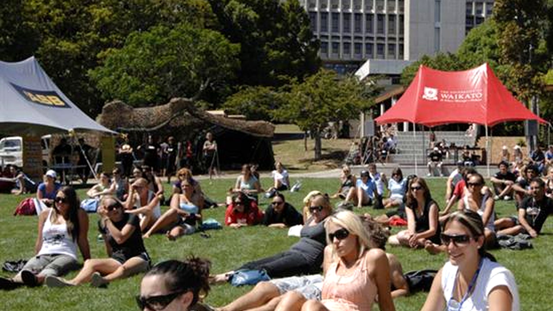 People relaxing in a Hamilton public space