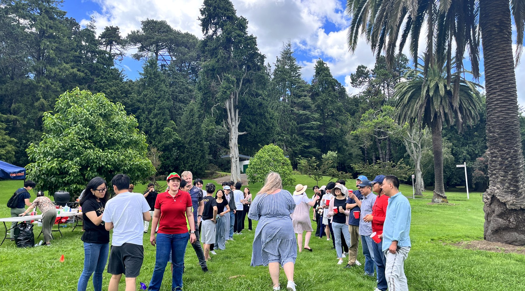WIE students spending time together in a Hamilton outdoor setting